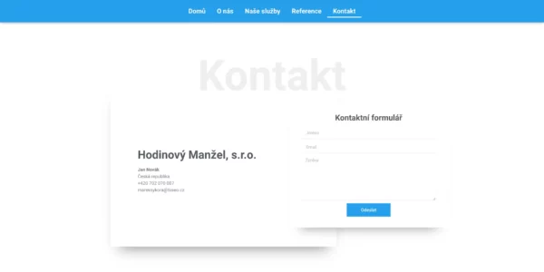 Internetová prezentace V2 Kontakt