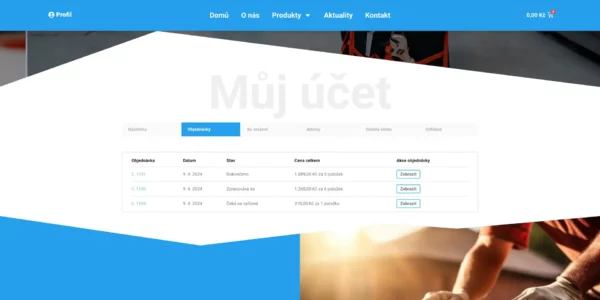 Internetový obchod verze V2 Můj účet